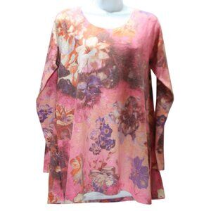 Soft Surroundings Sz Petite Medium Pink Floral Romanza Top Pullover Boho Cottage